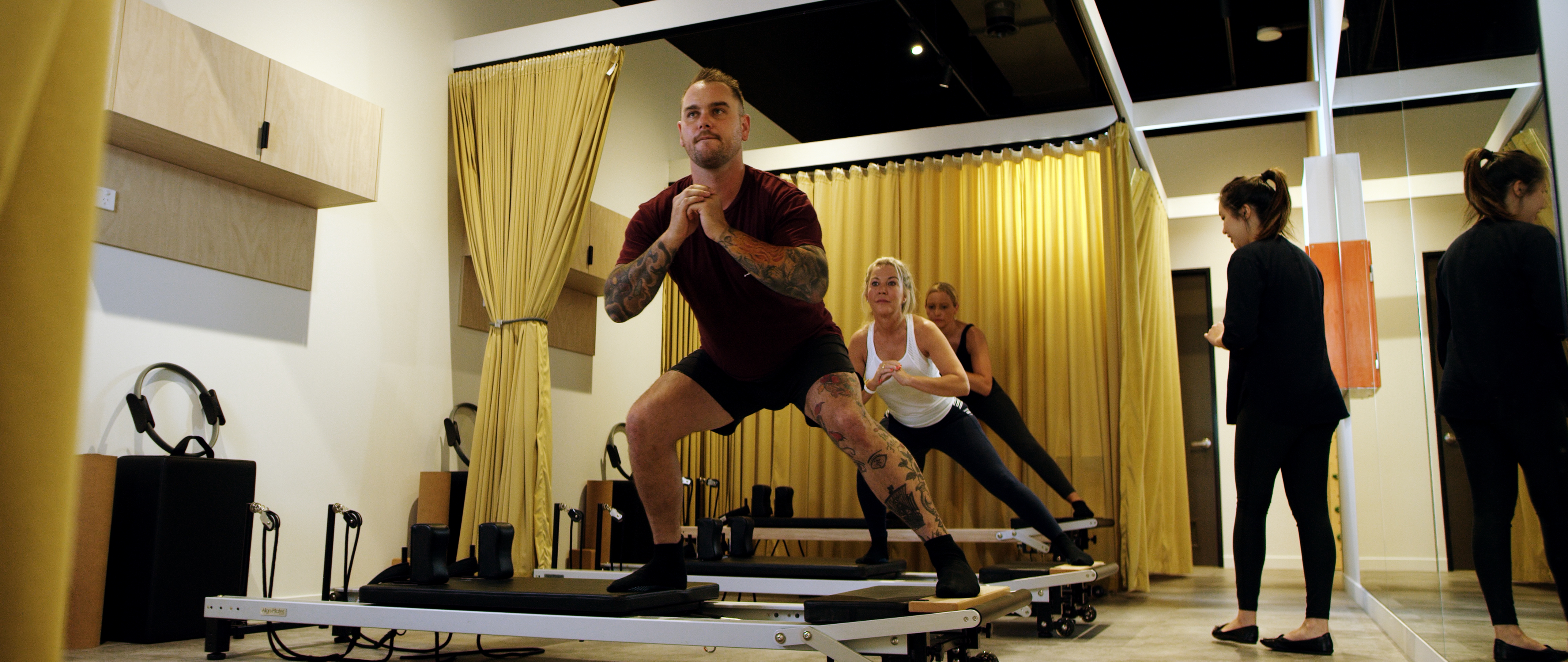 man taking a pilates session